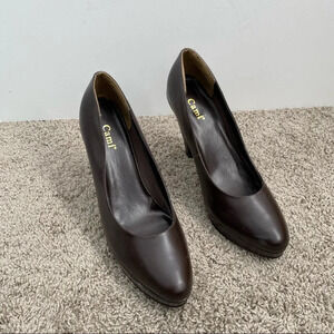 Cami Brown Leather Platform Heels